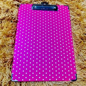 Staples Clipboard Sustainable Earth Pink & white polka dot patterned NW…